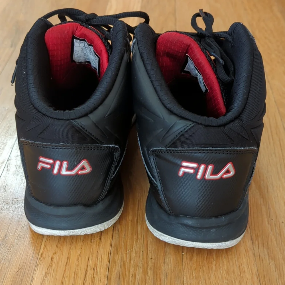 Fila Men's Black & Red High Top Basketball Shoes Size 8